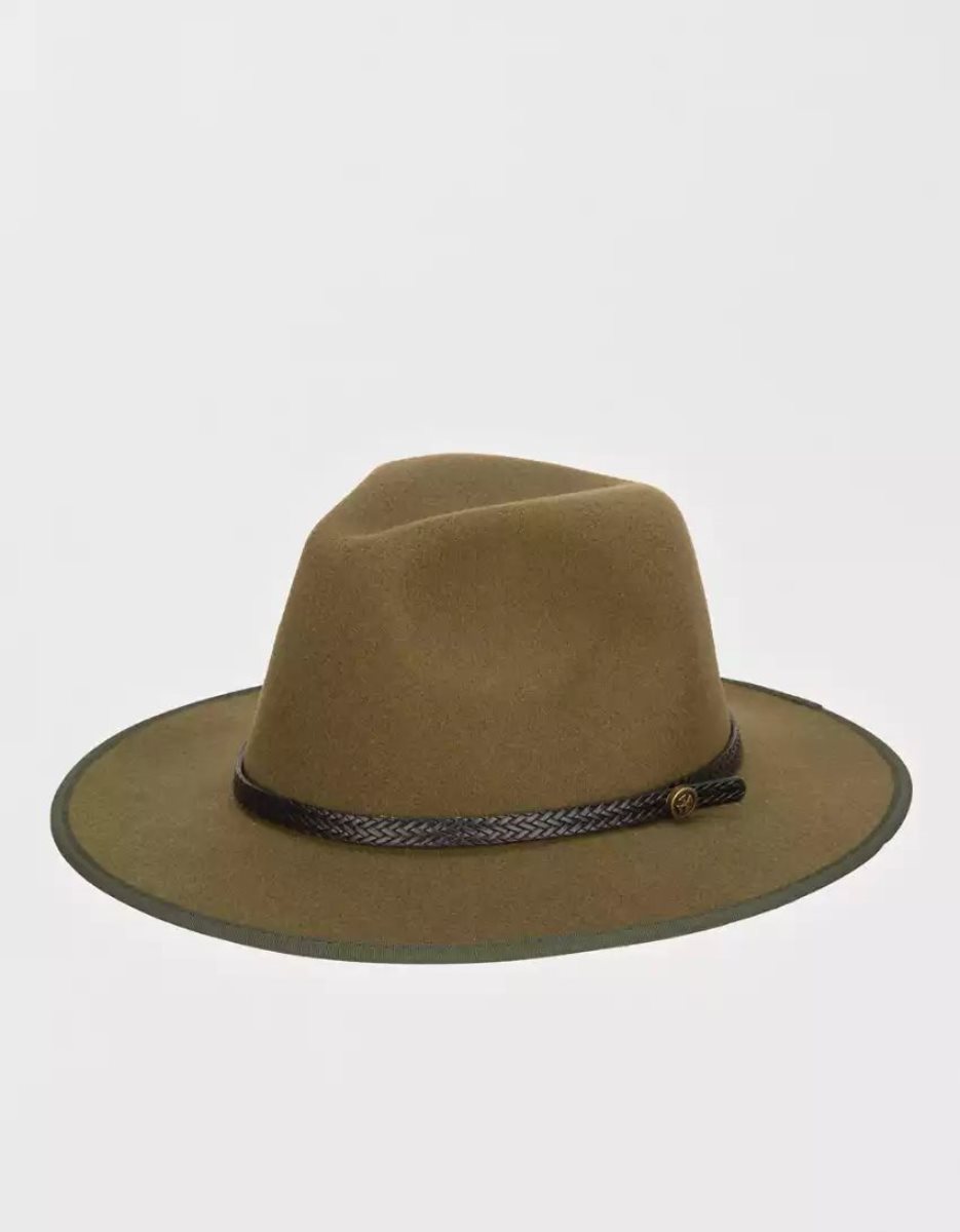 Chapeaux American Eagle San Diego Company Larges Brim Fedora Marron Foncé Homme | CKN-08739168